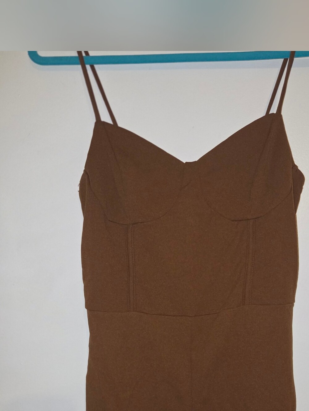 Fashion Nova Brown Spaghetti Strap Bustier Jumpsuit